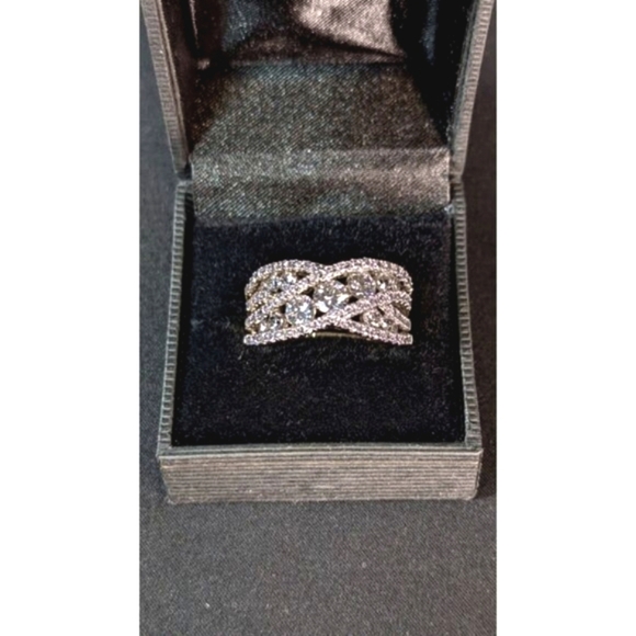 Danbury Mint Five Carat Kiss ring sz 10 gold plated 18k 75 diamonisse 5 cttw - Picture 1 of 11